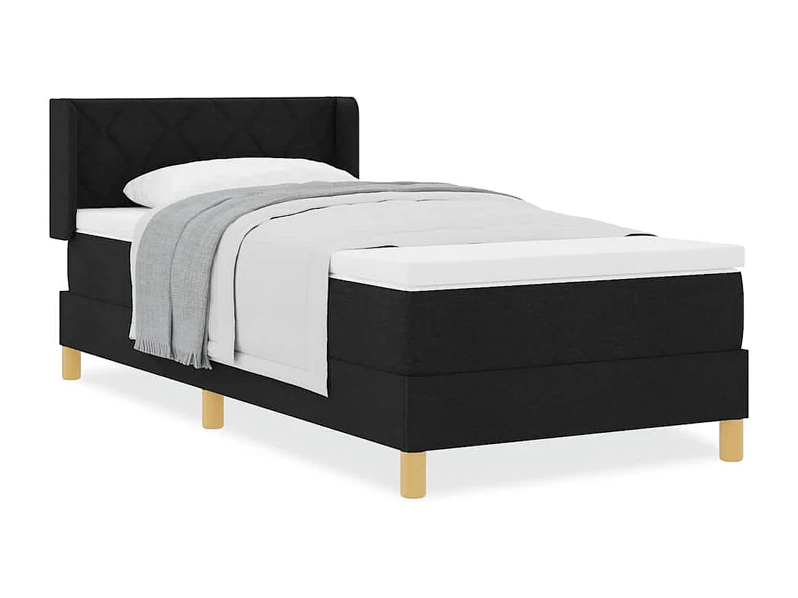 Cadre de lit avec matelas Noir 90 x 190 cm tissu