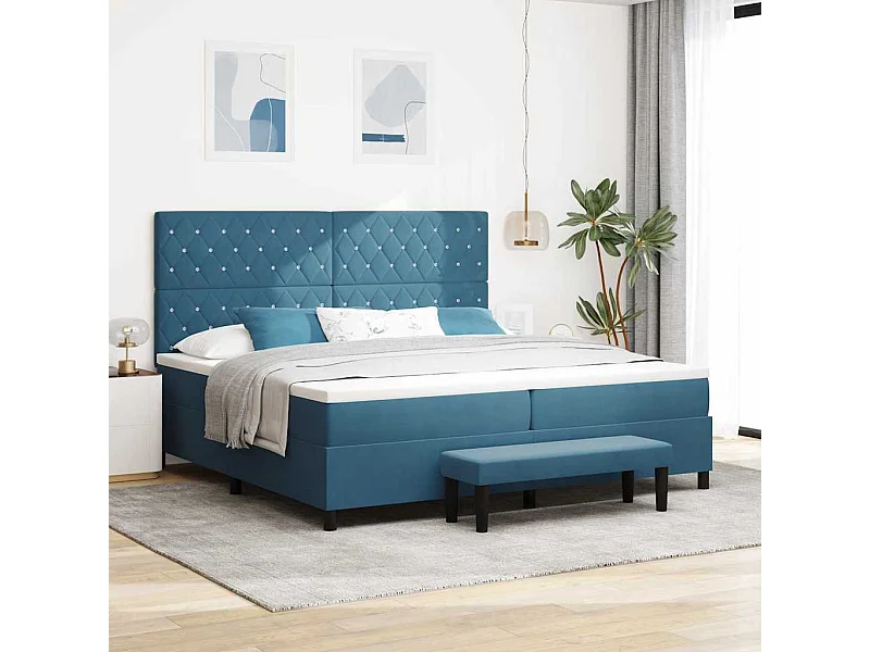Cama tipo Box Spring Azul oscuro 200 x 200 cm Terciopelo