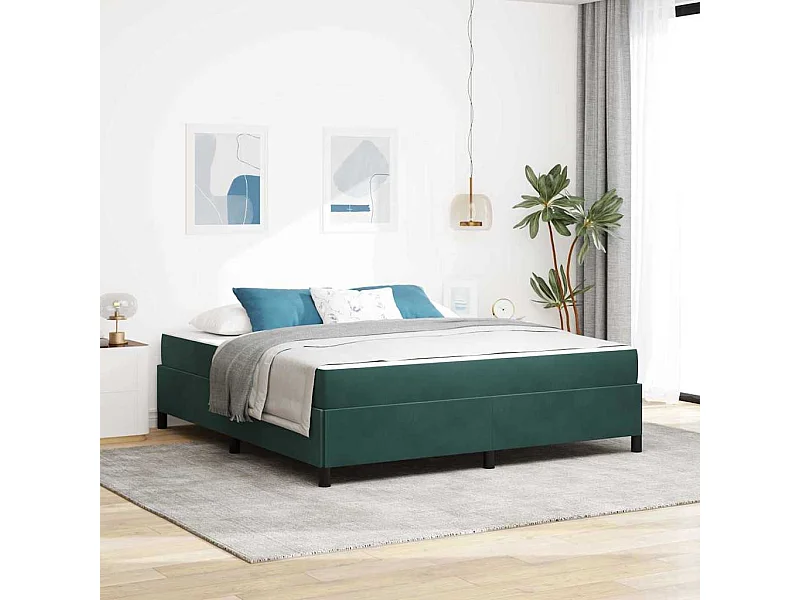 Cadre de lit Vert foncé et blanc 180 x 200 cm Velours