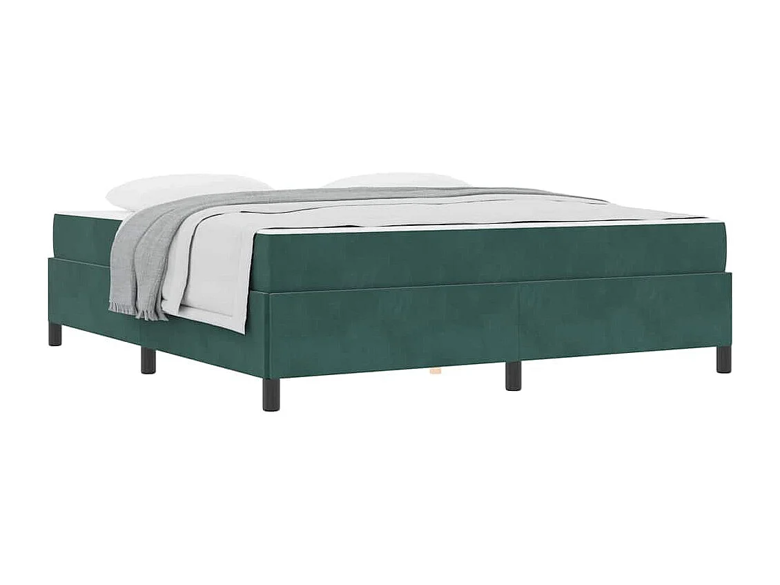Estrutura da Cama Verde Escuro e Branco 180 x 200 cm Veludo
