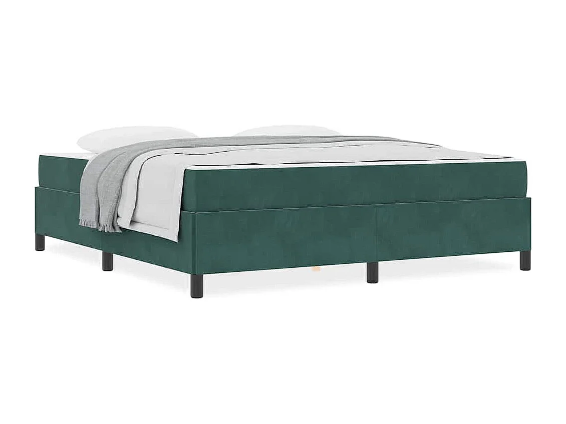 Estrutura da Cama Verde Escuro e Branco 180 x 200 cm Veludo
