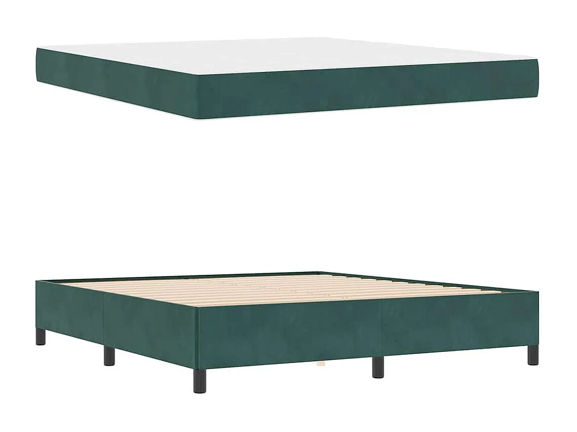 Estrutura da Cama Verde Escuro e Branco 180 x 200 cm Veludo