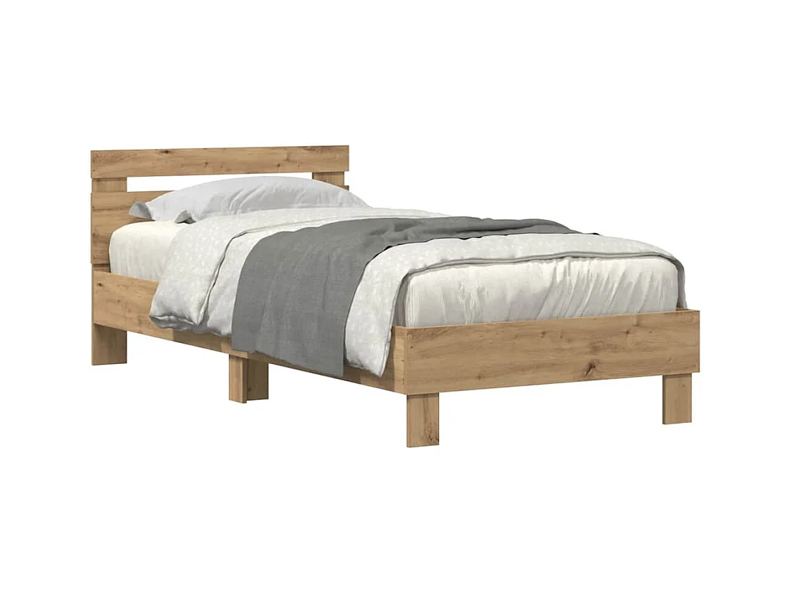 Cadre de lit chêne artisanal 90 x 200 cm Bois d'ingénierie