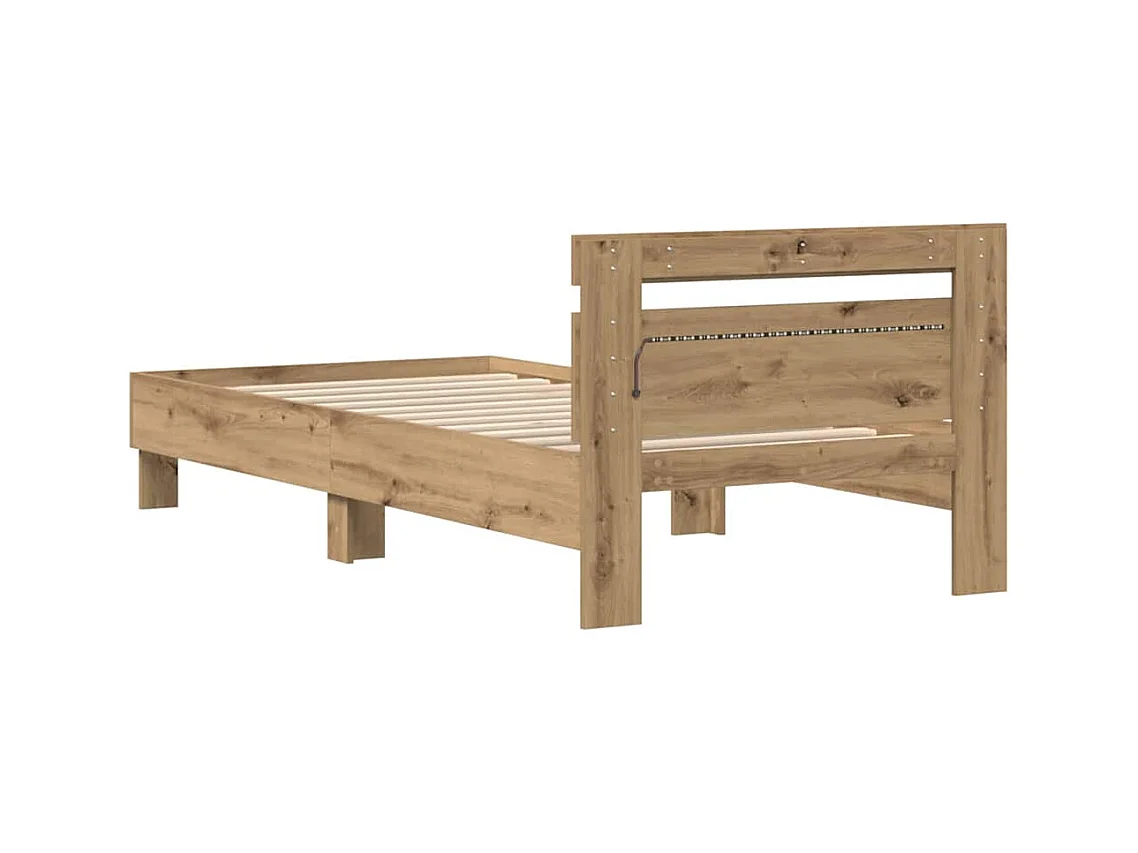 Cadre de lit chêne artisanal 90 x 200 cm Bois d'ingénierie