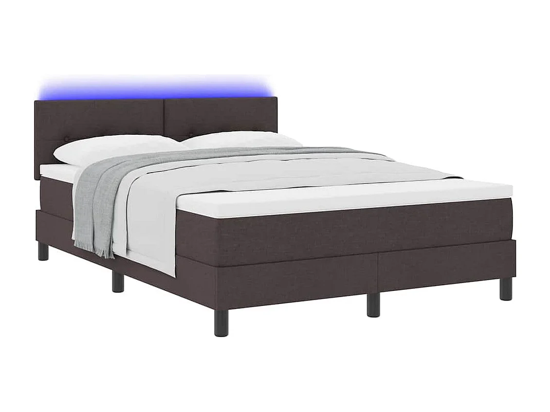 Cadre de lit avec matelas Marron foncé 160 x 200 cm tissu