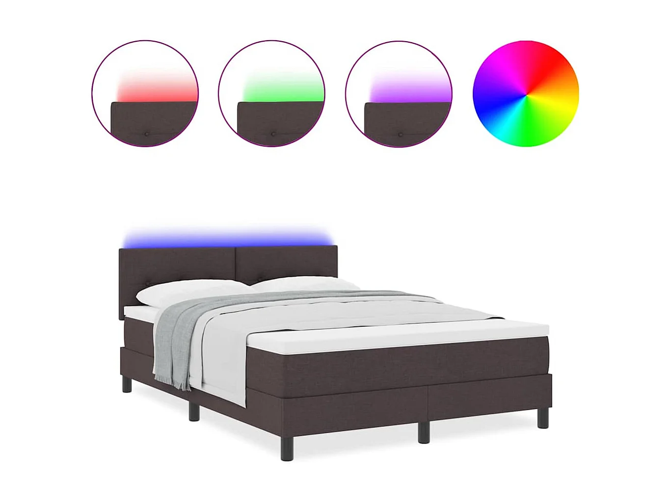 Cadre de lit avec matelas Marron foncé 160 x 200 cm tissu