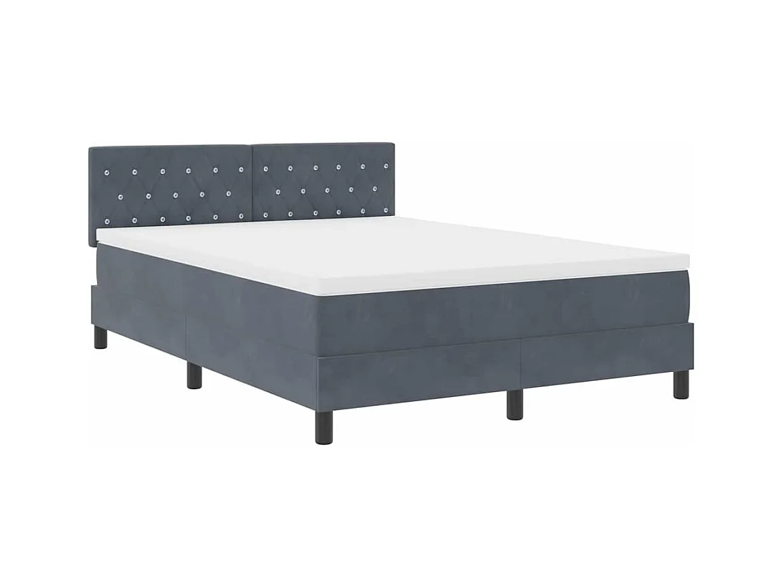 Cadre de lit avec matelas Gris foncé 140 x 190 cm Velours