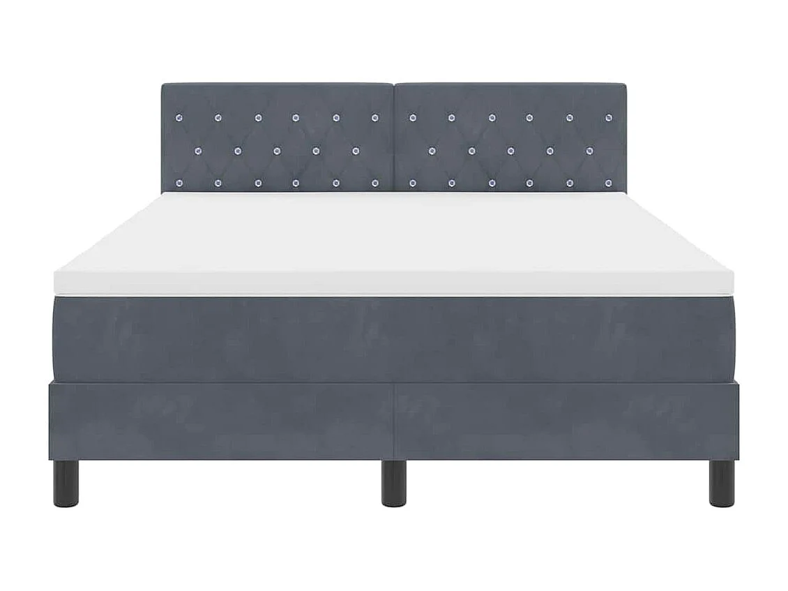 Cadre de lit avec matelas Gris foncé 140 x 190 cm Velours