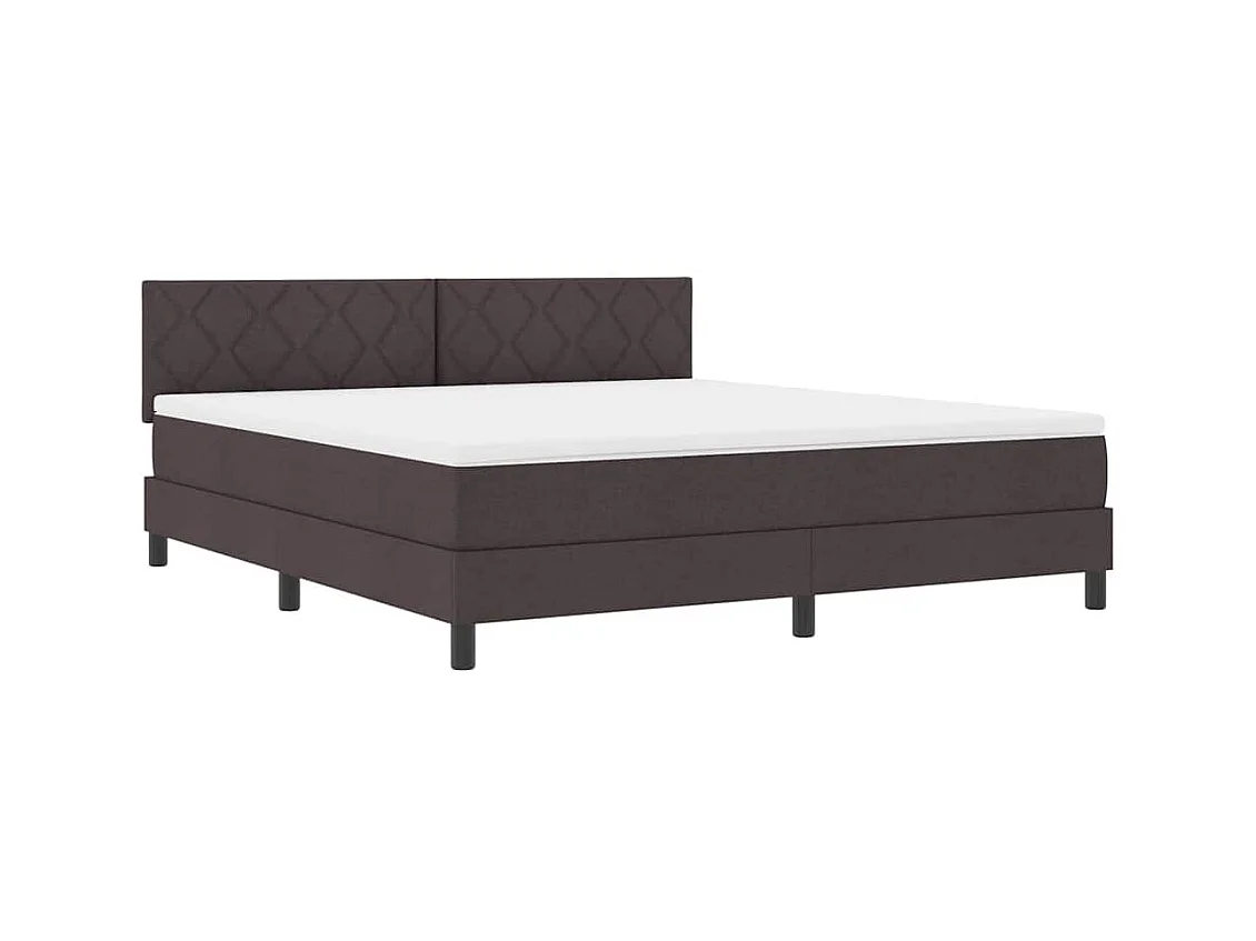 Cadre de lit avec matelas Marron foncé 180 x 200 cm tissu