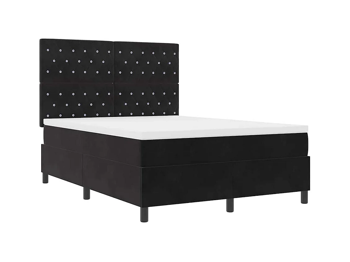 Cadre de lit avec matelas Noir 160 x 200 cm Velours