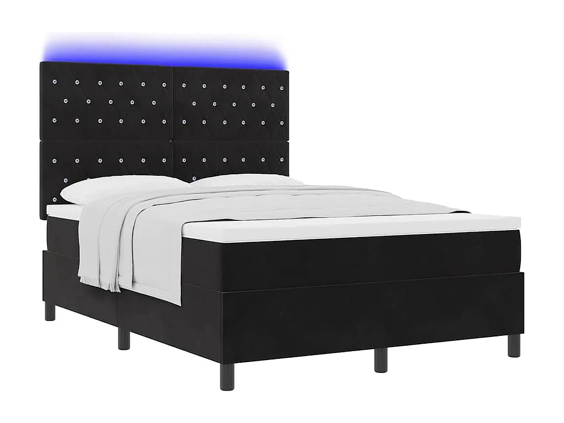 Cadre de lit avec matelas Noir 160 x 200 cm Velours