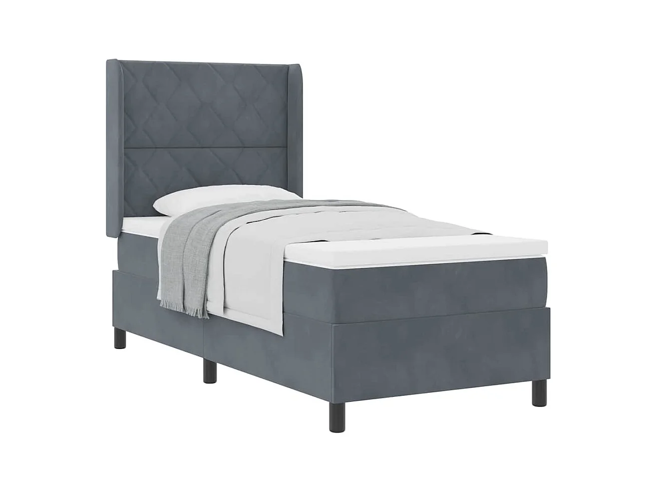 Cadre de lit avec tête de lit Gris foncé 100 x 200 cm Velours