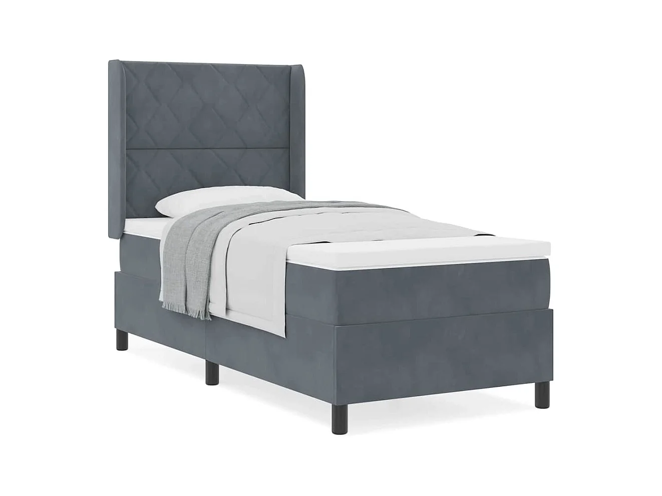 Cadre de lit avec tête de lit Gris foncé 100 x 200 cm Velours