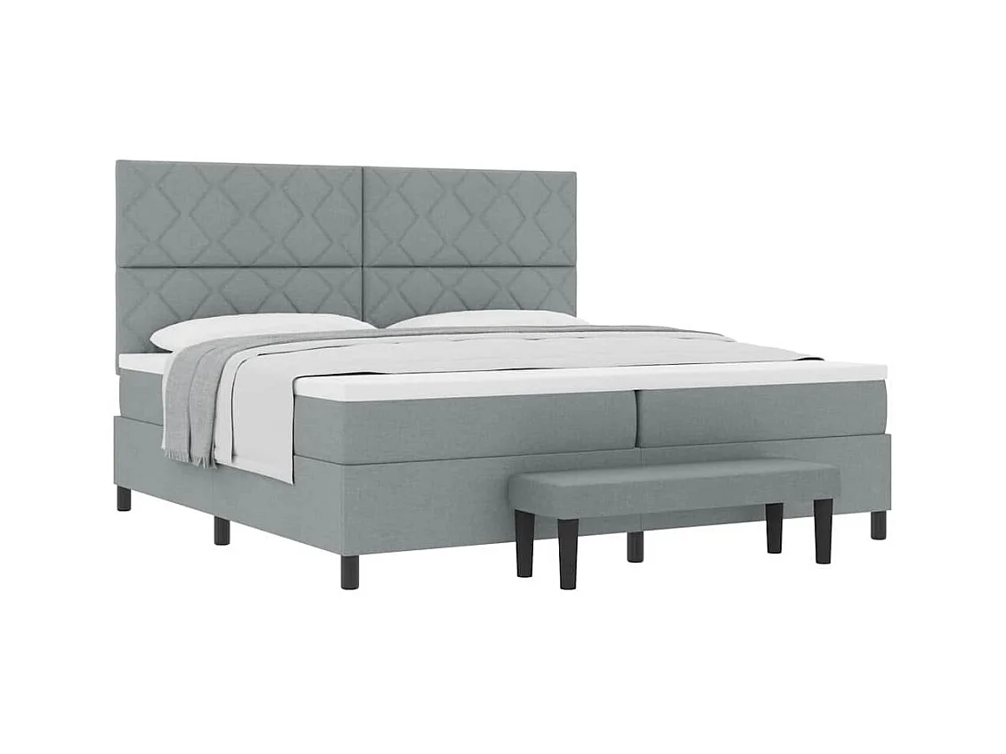 Cadre de lit avec matelas Gris clair 200 x 200 cm tissu