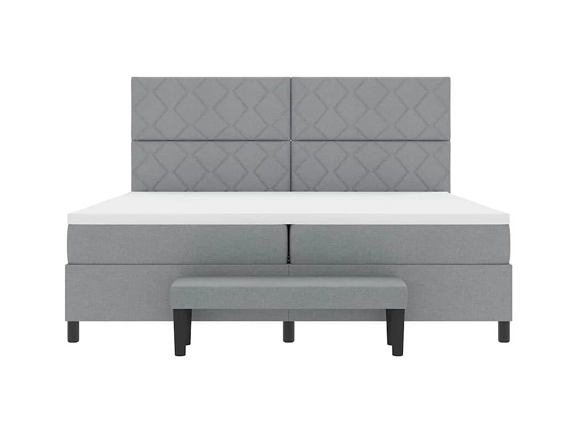 Cadre de lit avec matelas Gris clair 200 x 200 cm tissu