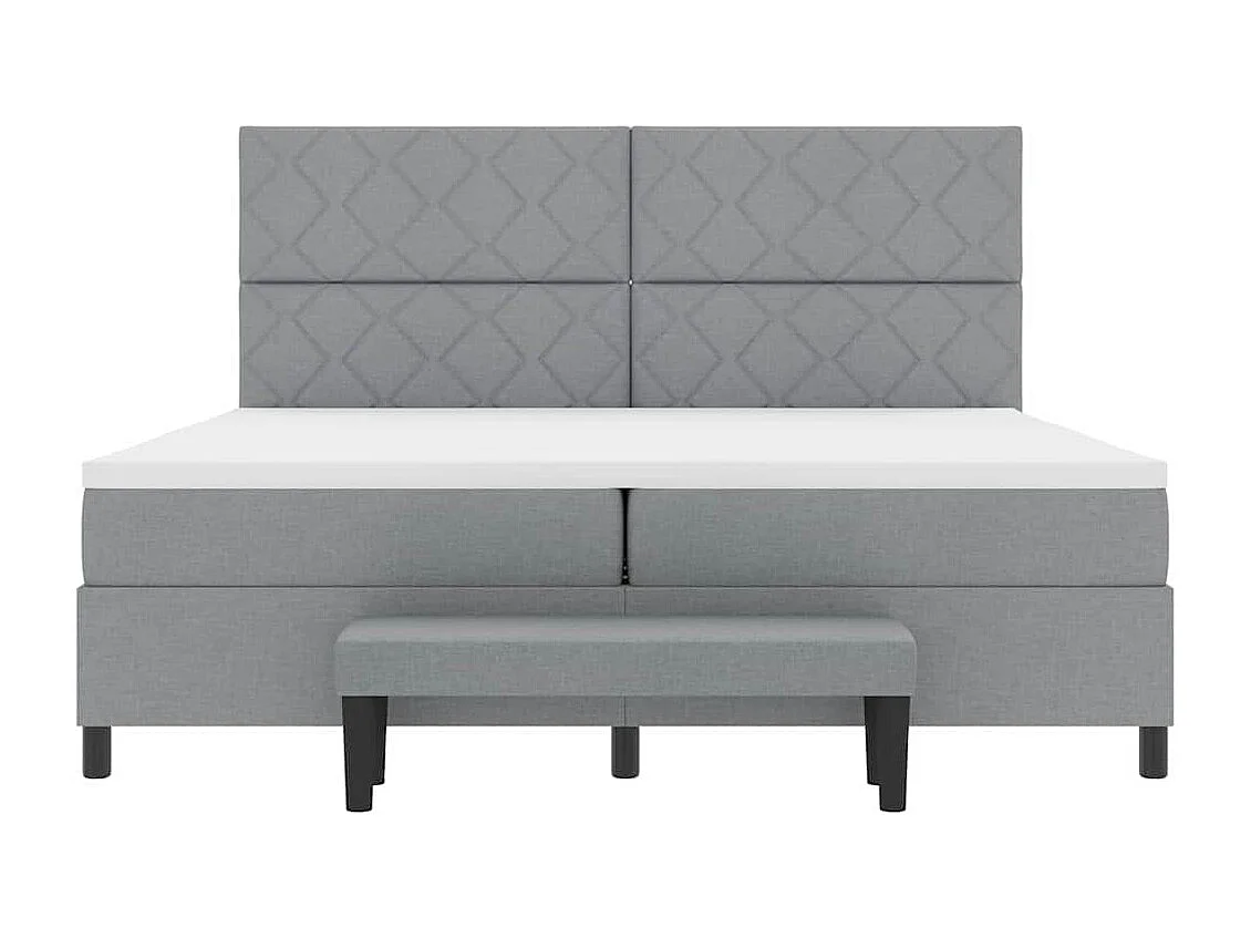 Cadre de lit avec matelas Gris clair 200 x 200 cm tissu