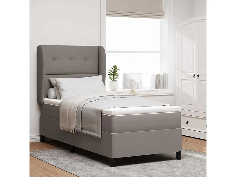 Cama tipo Box Spring con colchón Taupé 90 x 200 cm tela
