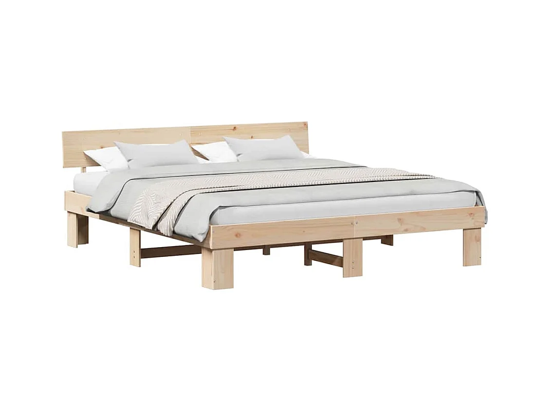 Estructura de cama Marrón 180 x 200 cm Madera maciza de pino