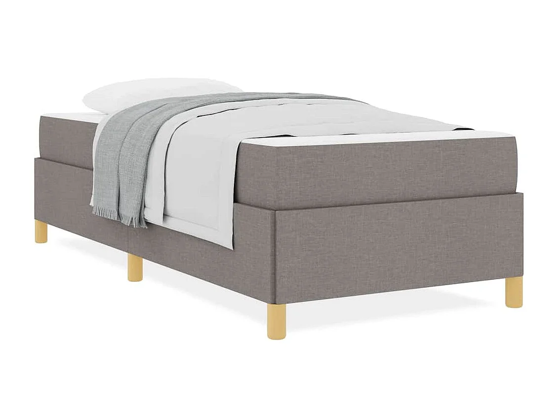 Cama tipo Box Spring Taupe y Blanco 90 x 190 cm tela