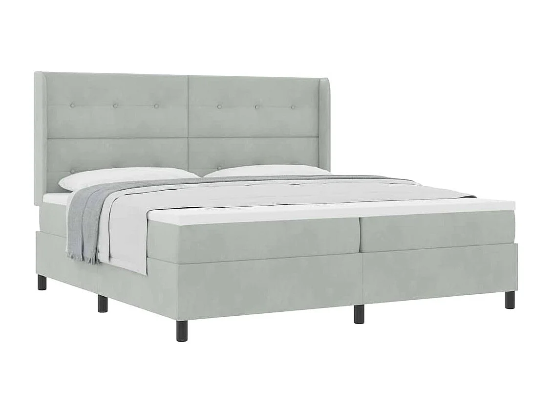 Boxspring bed met hoofdeinde Lichtgrijs 200 x 200 cm Fluweel