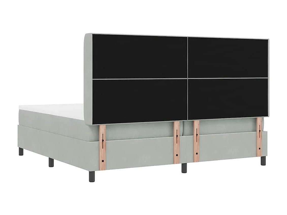 Boxspring bed met hoofdeinde Lichtgrijs 200 x 200 cm Fluweel