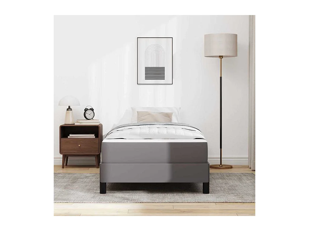 Cadre de lit avec matelas Gris 100 x 200 cm Faux cuir