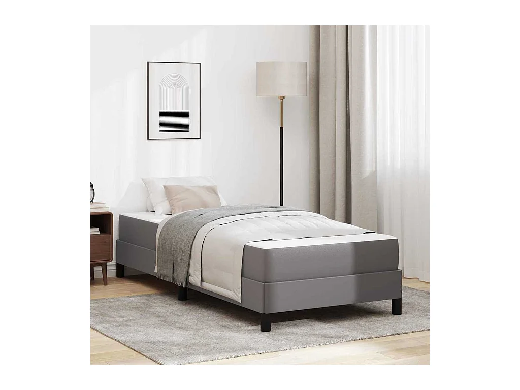 Cadre de lit avec matelas Gris 100 x 200 cm Faux cuir