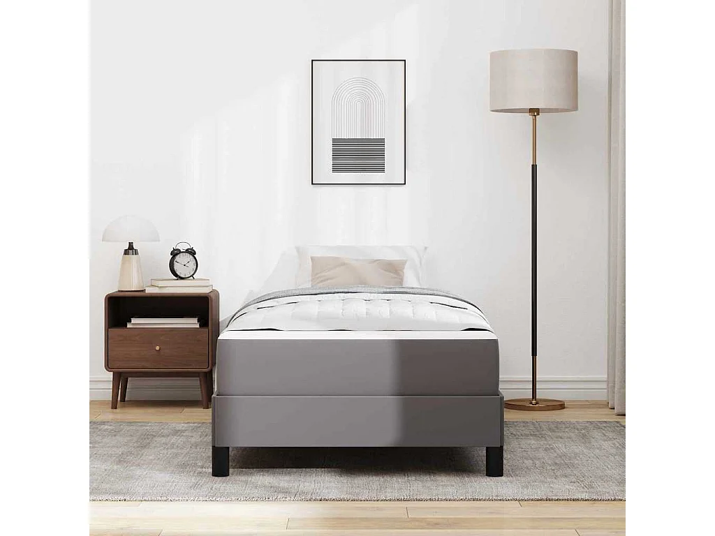 Cadre de lit avec matelas Gris 100 x 200 cm Faux cuir