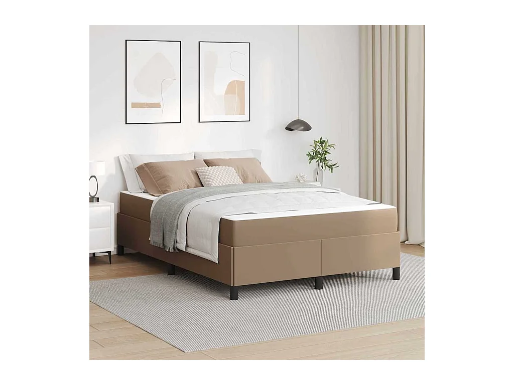 Cadre de lit avec matelas Cappuccino 140 x 200 cm Faux cuir
