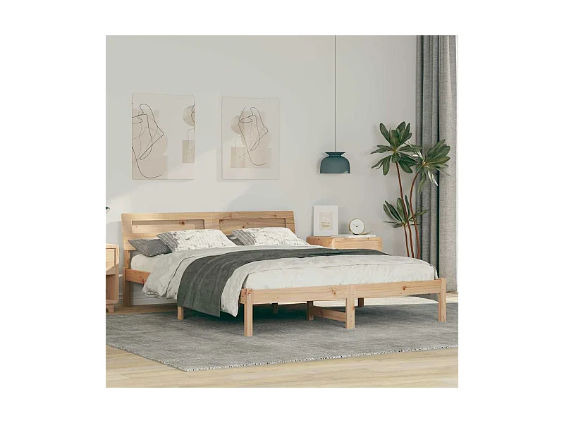 Cadre de lit Marron 140 x 200 cm Bois massif en pin