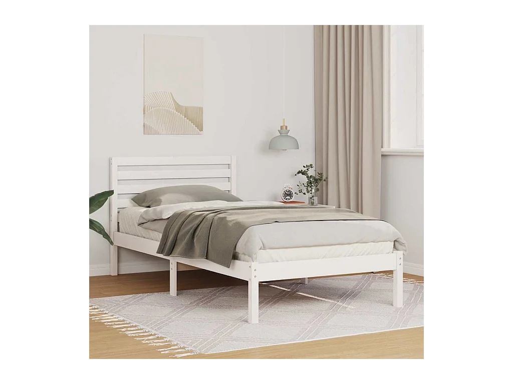 Cadre de lit Blanc 90 x 190 cm Bois massif en pin