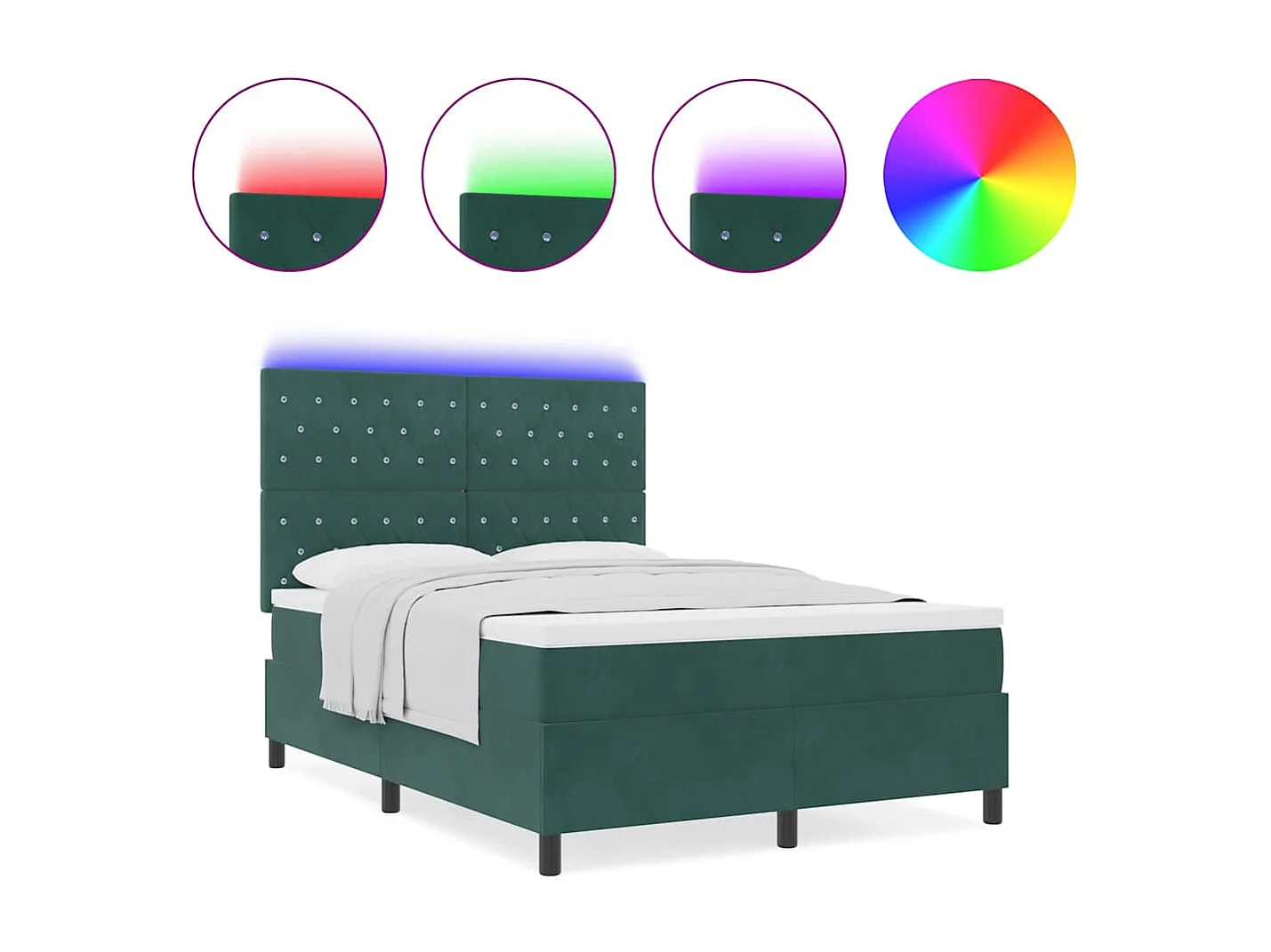 Cadre de lit avec matelas Vert foncé 140 x 200 cm Velours