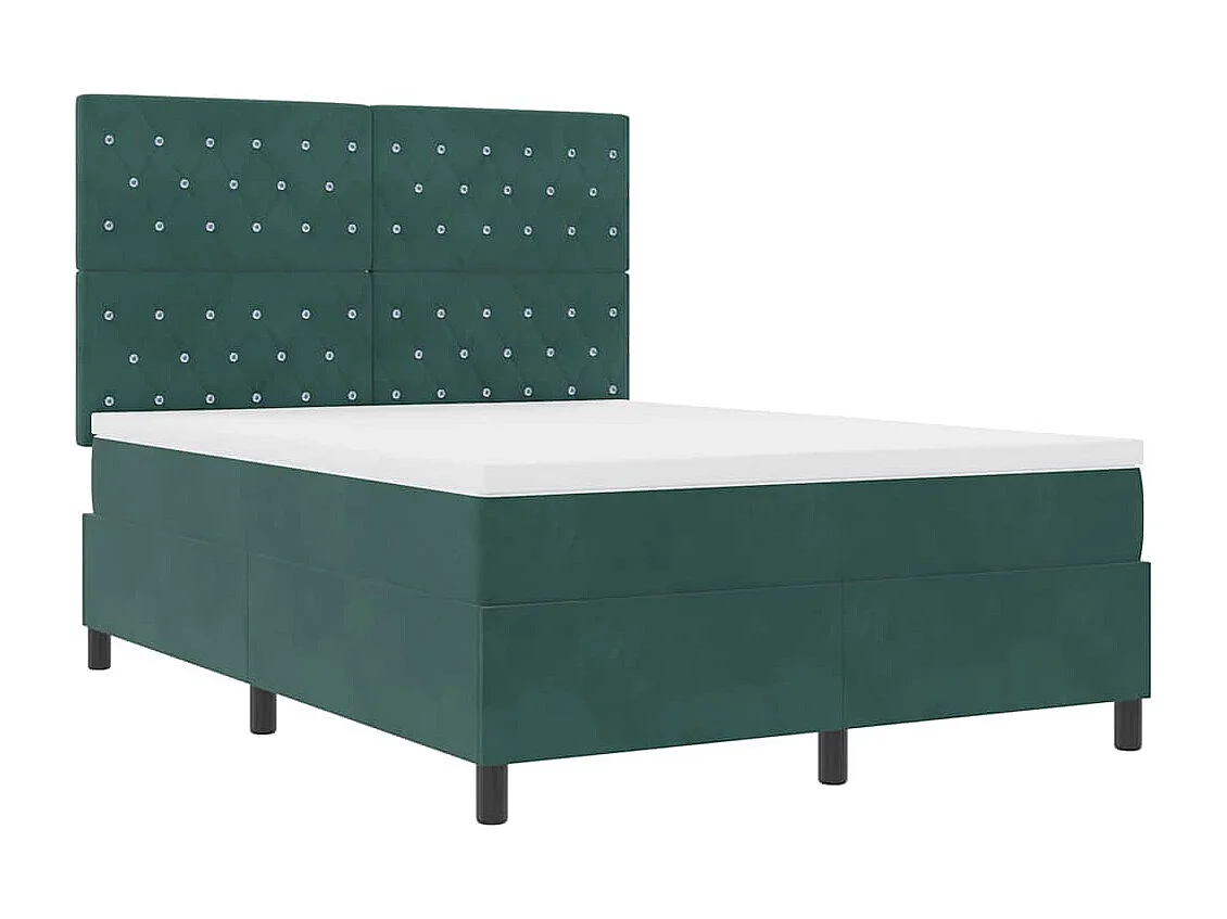 Cama tipo Box Spring Verde oscuro 140 x 200 cm Terciopelo