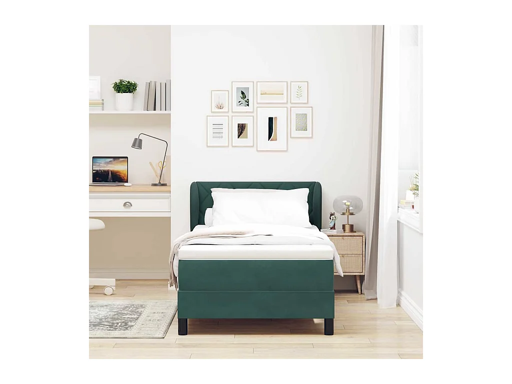 Cadre de lit avec matelas gris foncé 80x200 cm en velours