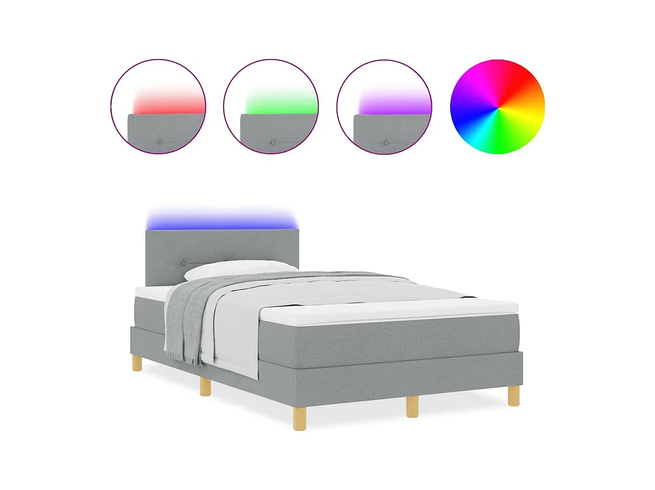 Boxspring bed met matras Lichtgrijs 120 x 190 cm Stof