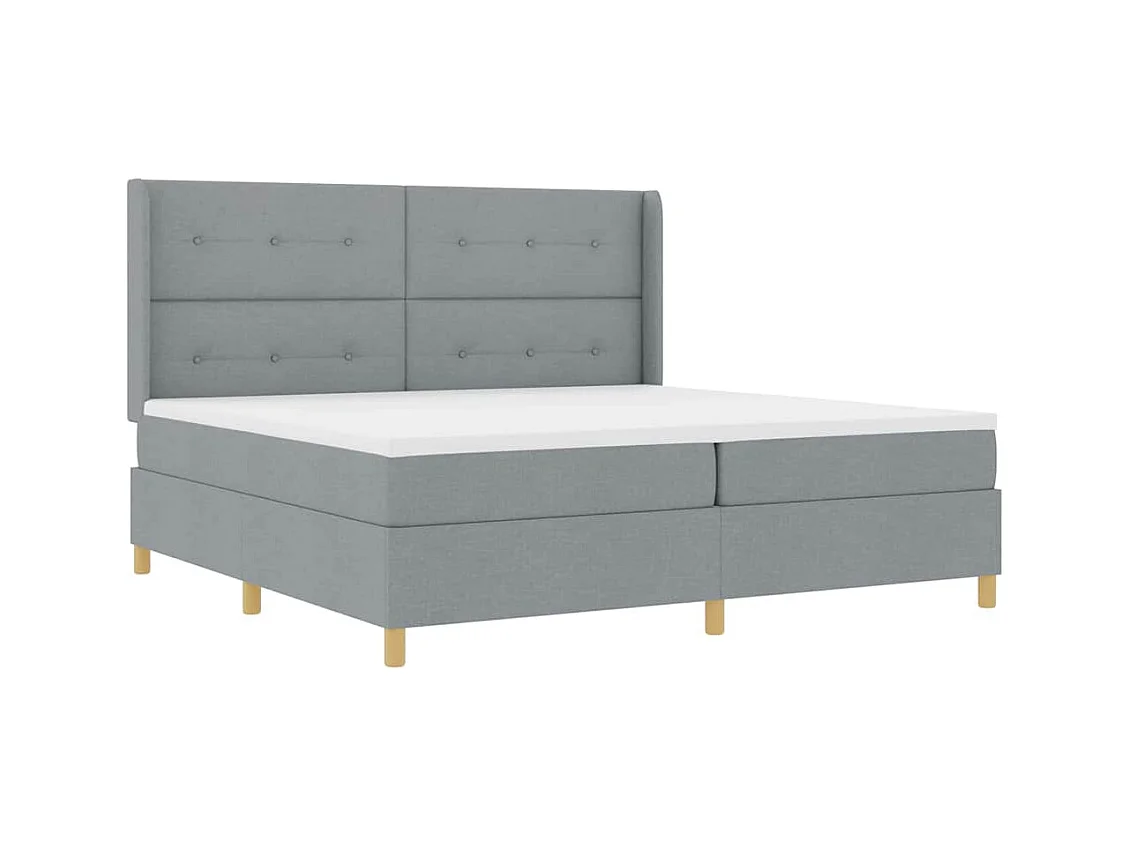 Cadre de lit avec matelas Gris clair 200 x 200 cm tissu