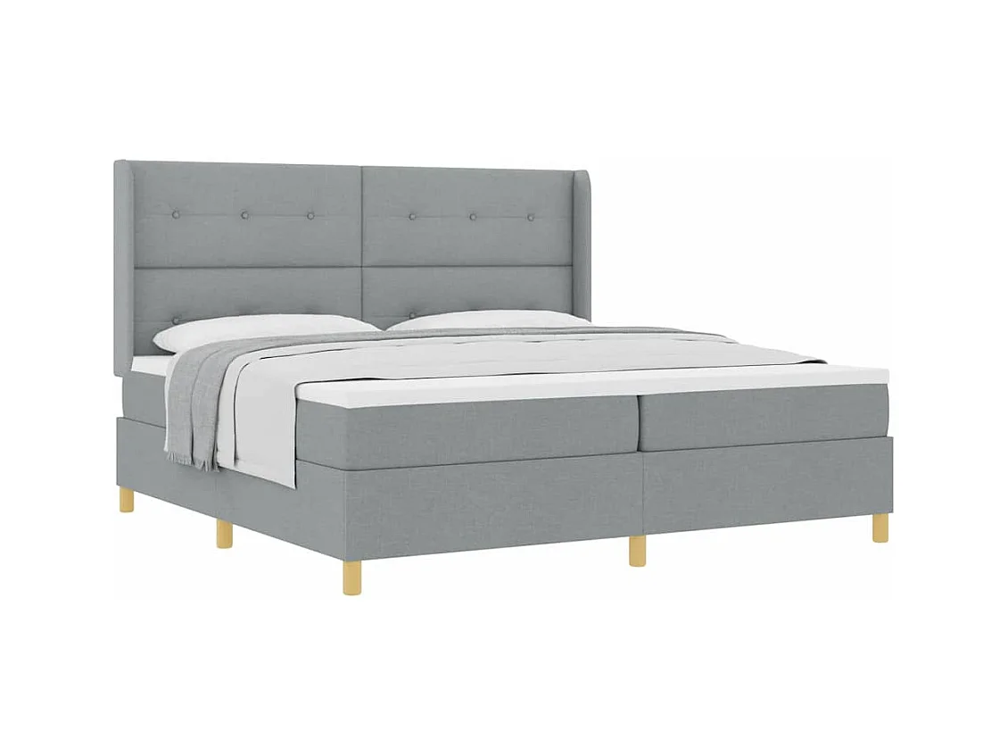 Cadre de lit avec matelas Gris clair 200 x 200 cm tissu