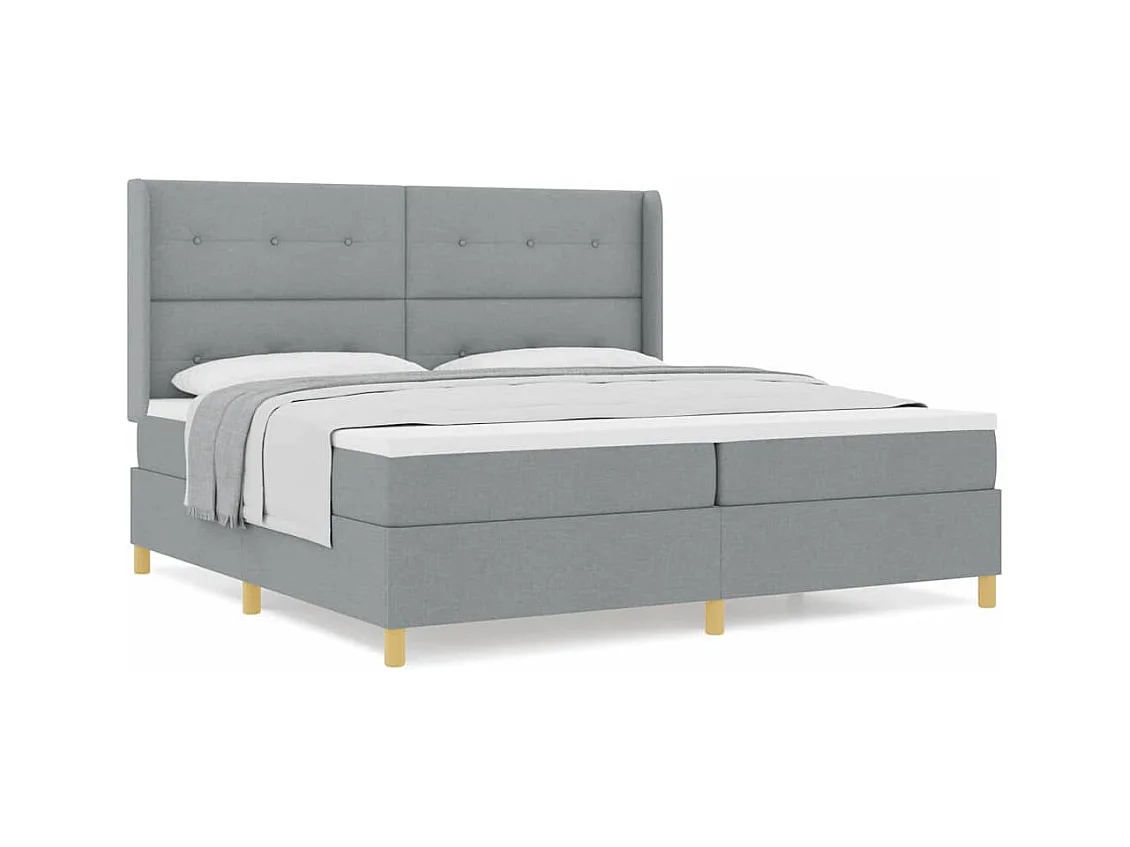 Cadre de lit avec matelas Gris clair 200 x 200 cm tissu