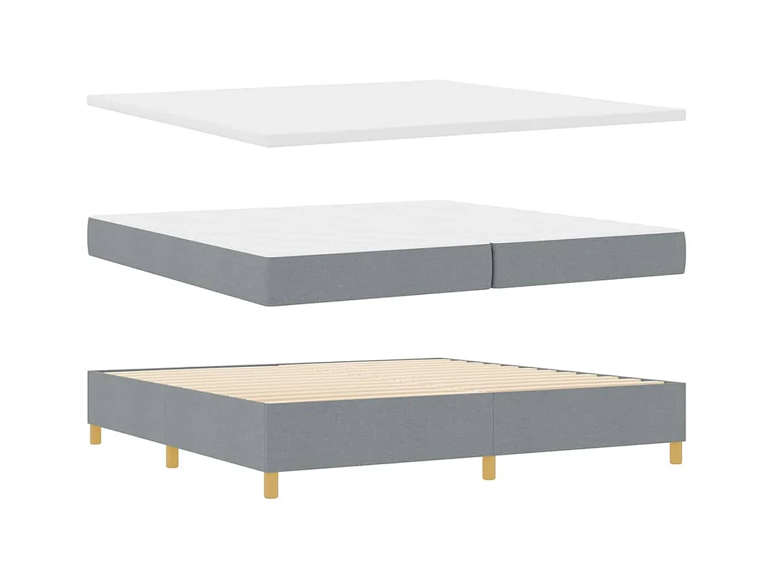 Cadre de lit avec matelas Gris clair 200 x 200 cm tissu