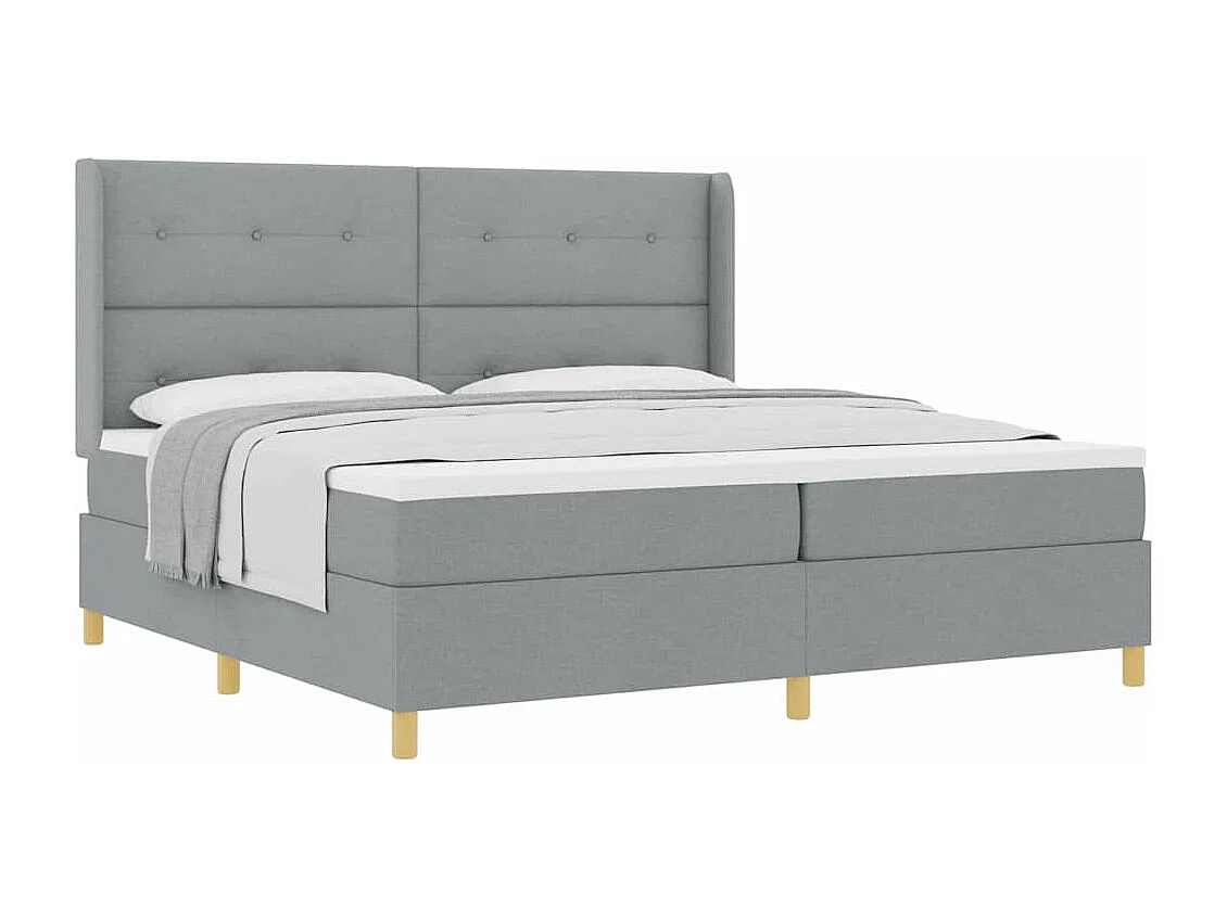 Cadre de lit avec matelas Gris clair 200 x 200 cm tissu