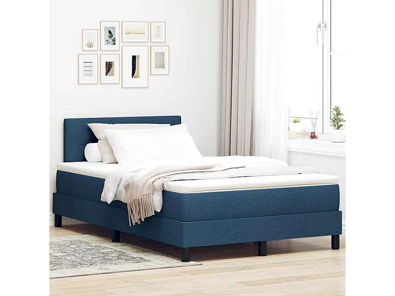 Cama box spring con colchón con colchón Azul 120 x 200 cm tela