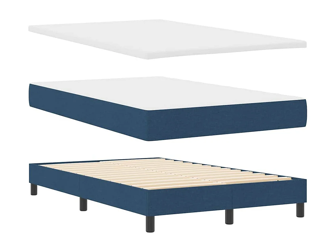 Cadre de lit avec matelas avec matelas Bleu 120 x 200 cm tissu