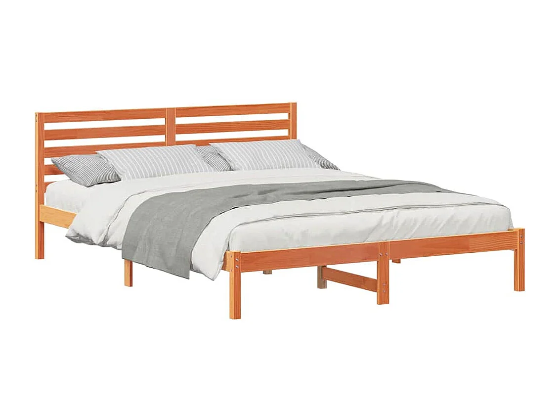 Cadre de lit Marron cire 160 x 220 cm Bois massif en pin