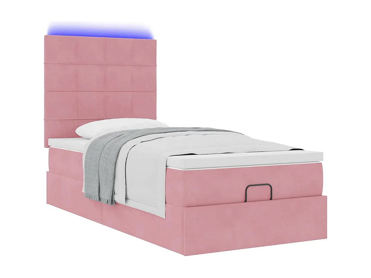 Cadre de lit ottoman avec matelas rose 90x200 cm velours