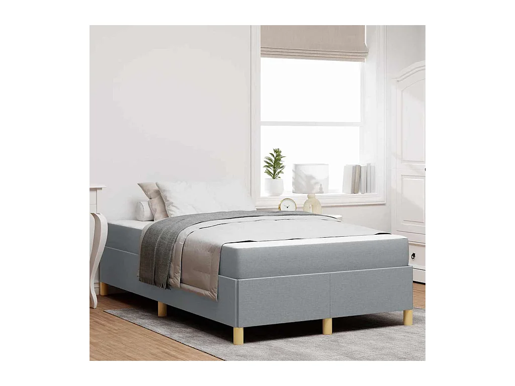 Cadre de lit Gris clair et Blanc 120 x 190 cm tissu