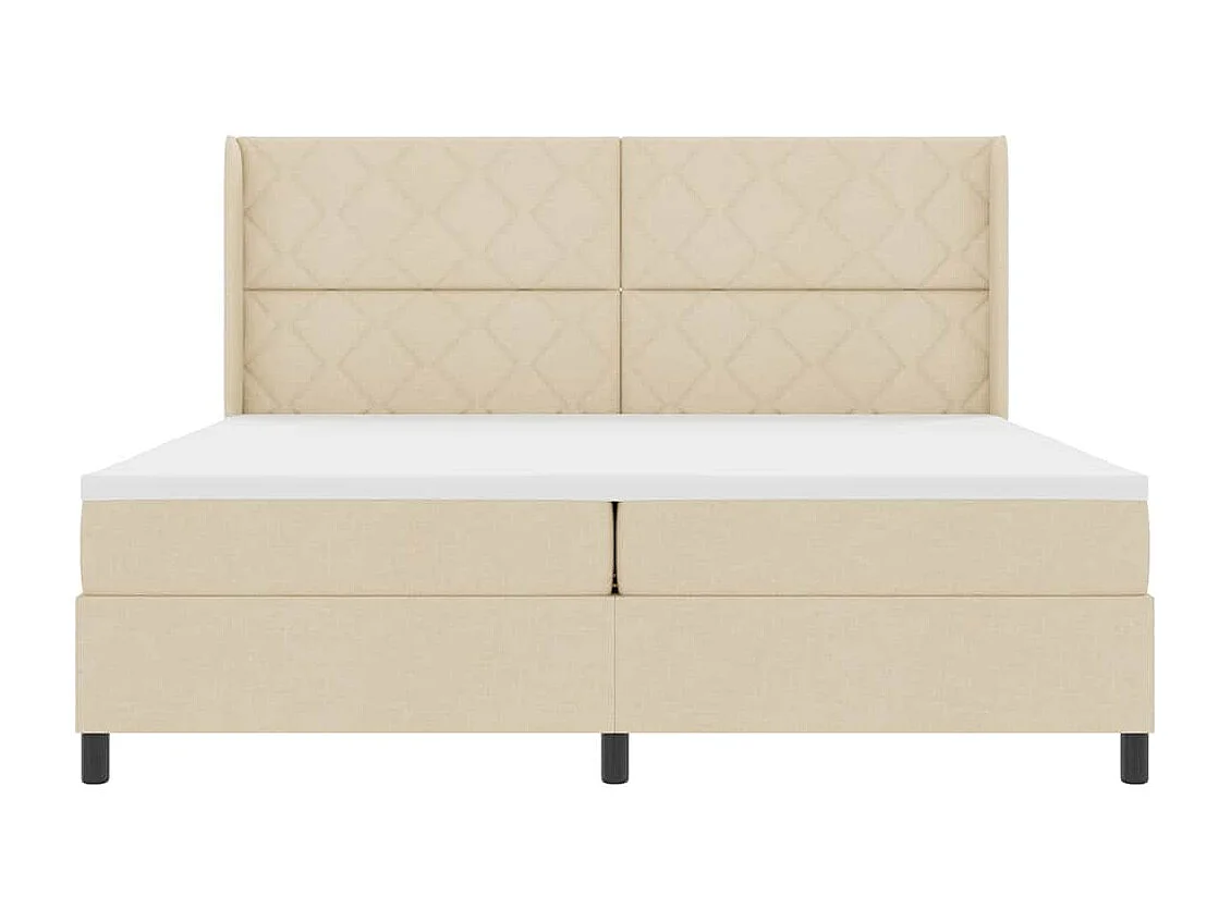 Cama tipo Box Spring con colchón Crema 200 x 200 cm tela