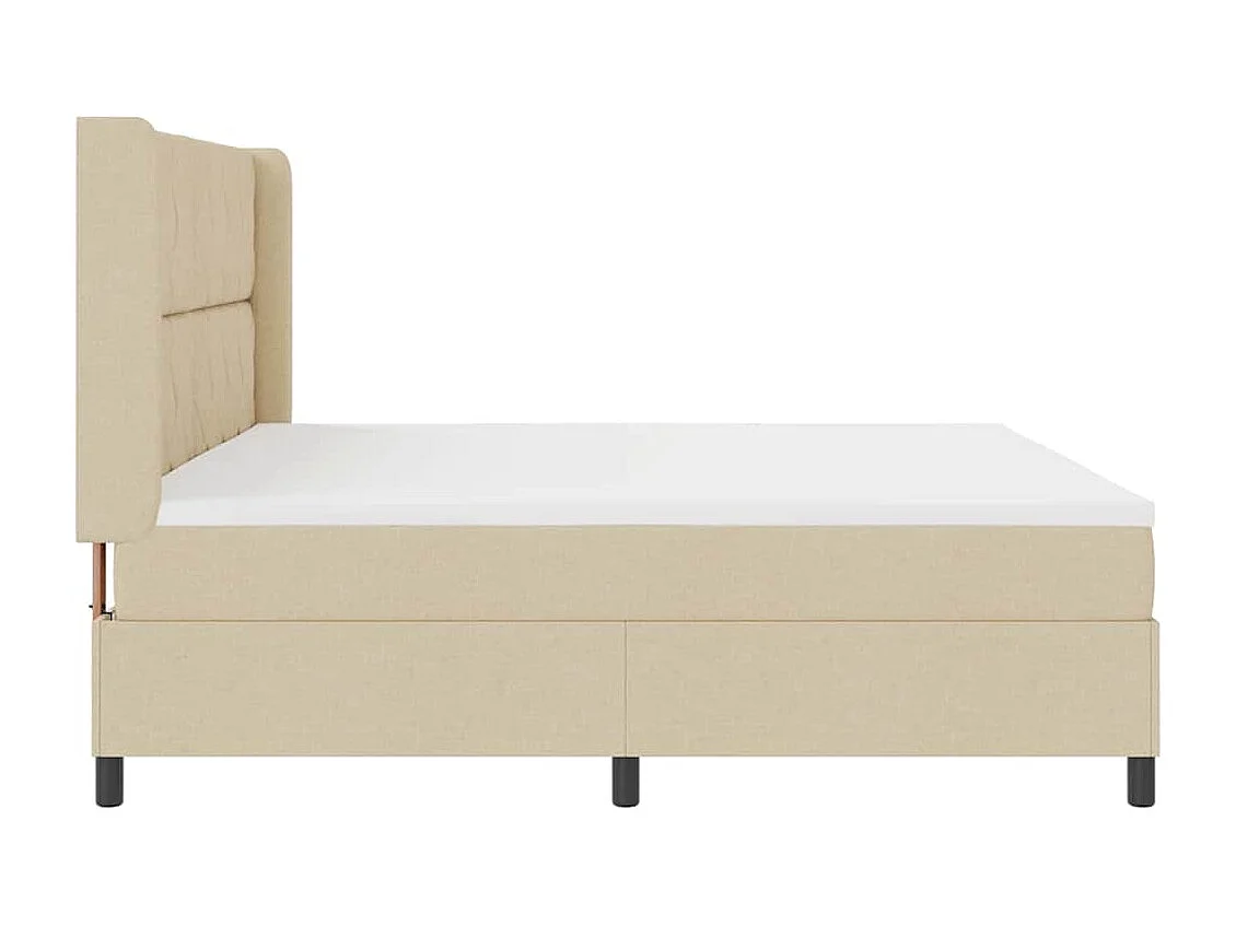 Cama tipo Box Spring con colchón Crema 200 x 200 cm tela