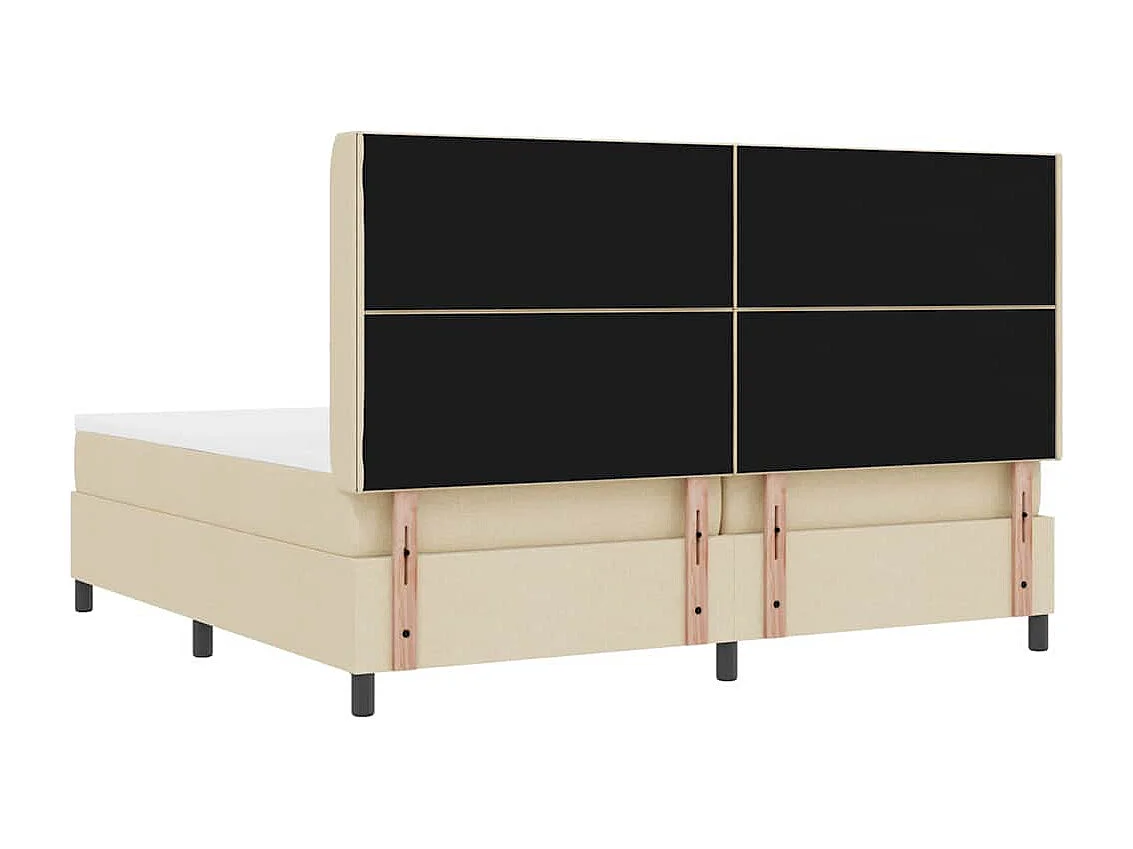 Cama tipo Box Spring con colchón Crema 200 x 200 cm tela