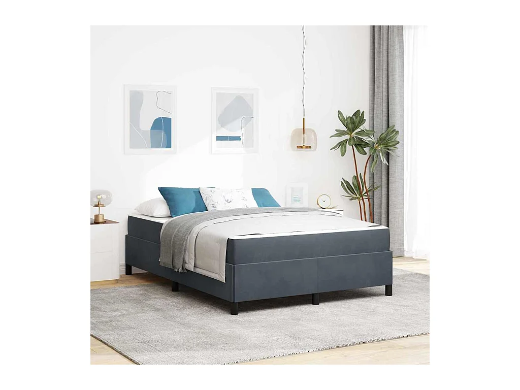 Estructura de cama Blanco, Gris oscuro y Gris 140 x 190 cm