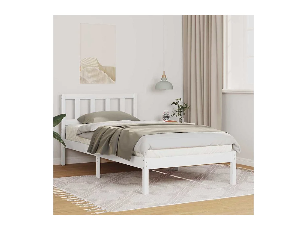 Cadre de lit Blanc 90 x 200 cm Bois massif en pin